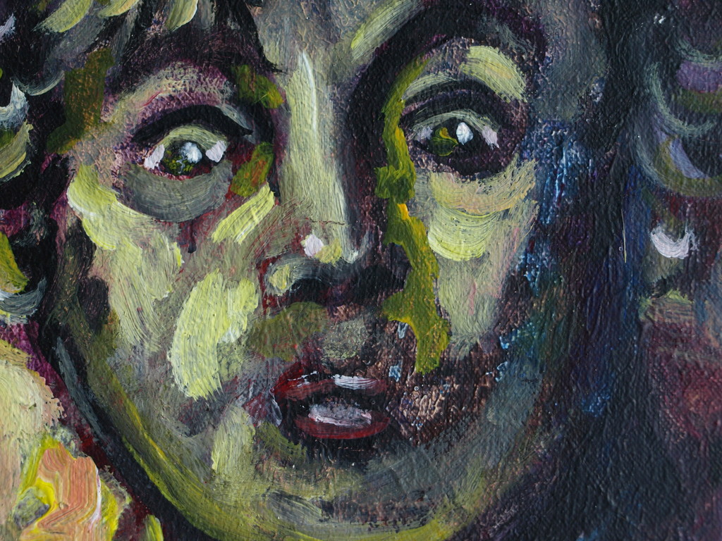 Onduidelijke signatuur : Acrylverf op doek , PORTRET – ca 2000 kopen? Bied vanaf 1!