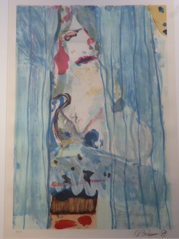 Kees van Bohemen - kleurenlitho - Lady between the curtains verkocht voor € 165!