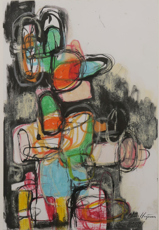 Hans Heijman: Gemengde techniek op papier, Z.T. - Ingelijst kopen? Bied vanaf 80!