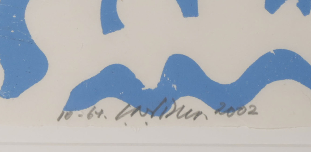 Carel Visser: Houtsnede op Japans papier, Z.T. (Blauw) - Ingelijst kopen? Bied vanaf 100!