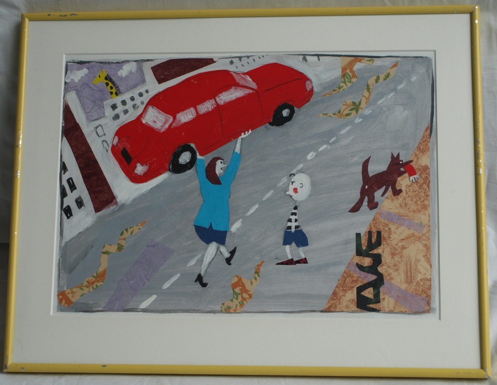 Daan Remmerts de Vries: Acryl en collage , Het leven is raar 7 – Ingelijst -1997 kopen? Bied vanaf 1!