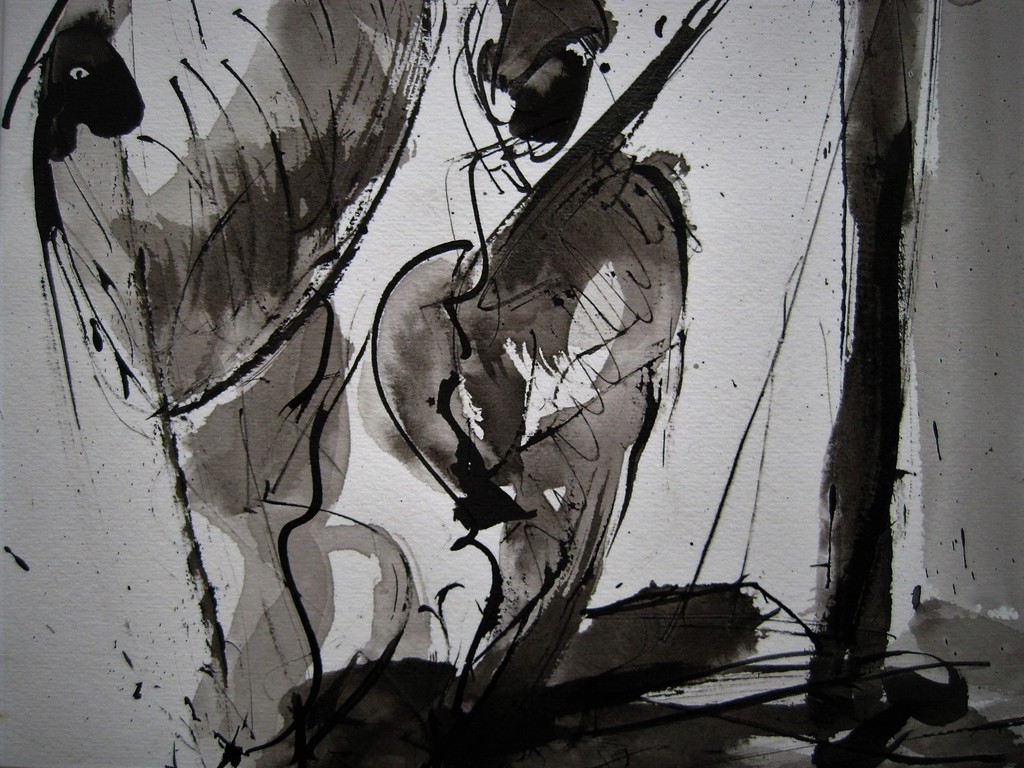 Geëngageerde kunst van Suriname Quintus Telting - Inkt Aquarel gesigneerd  kopen? Bied vanaf 1!