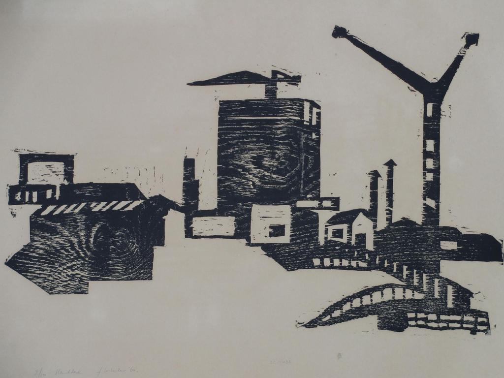 Frank Lodeizen, Aanbouw Haven, Houtsnede verkocht voor € 60!