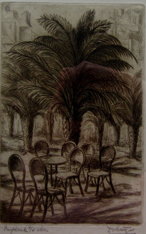 Dick van Luijn (1896-1981) - ets Maannacht in Perpignan 1951 verkocht voor € 60!