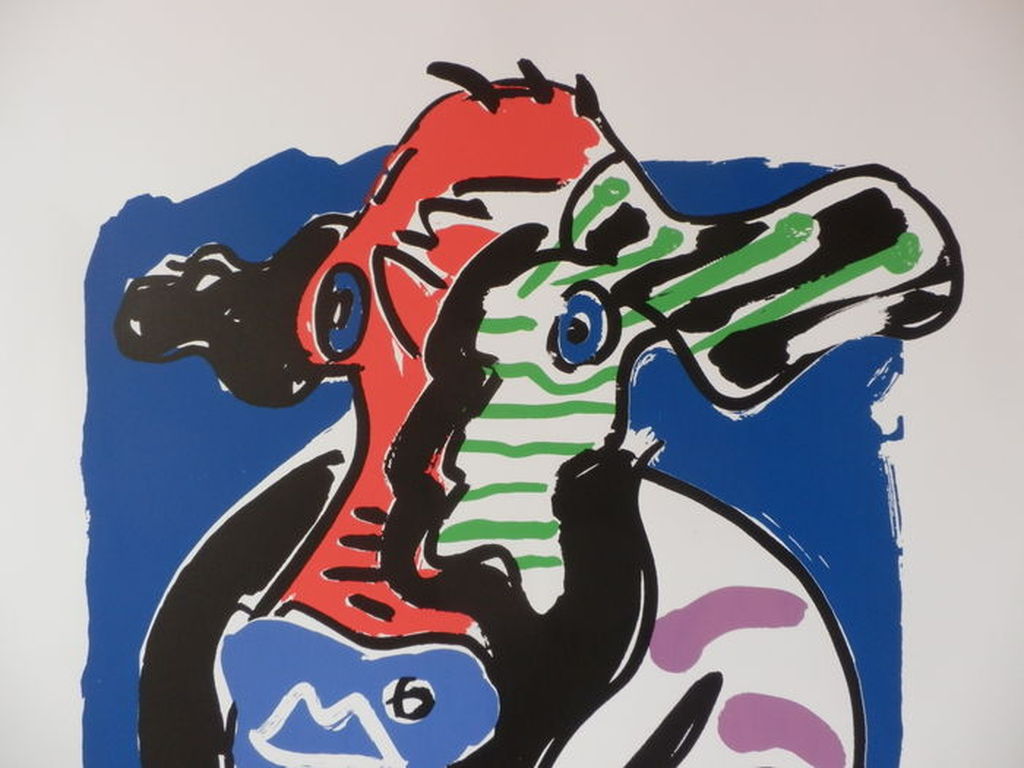 PETER DIEM XL Zeefdruk (56x76 cm)  REUZENKOE BLAUW  Handgesigneerd kopen? Bied vanaf 65!