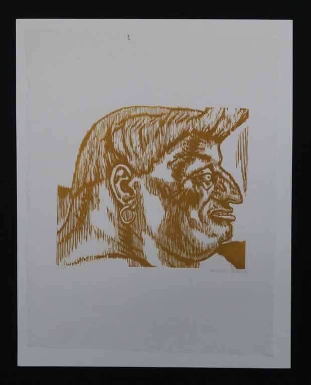 Herman Gordijn: Houtsnede op Japans papier, Man met oorring kopen? Bied vanaf 20!