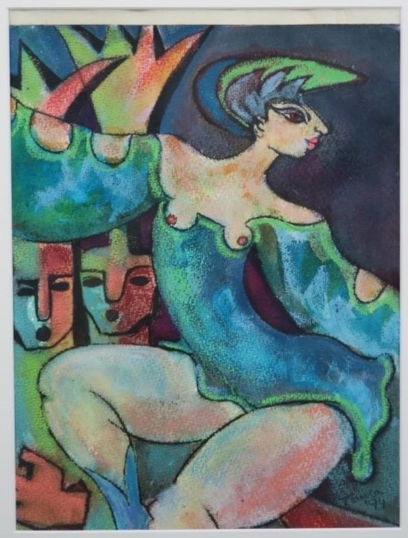 Franca Muller Jabusch: Gouache, Nightdance - Ingelijst kopen? Bied vanaf 60!