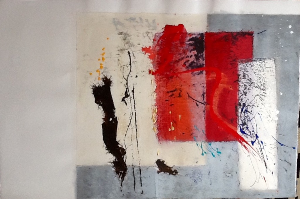 Peter Schenk, collage, olieverf op zeefdruk ,hc 7/12 UNICA kopen? Bied vanaf 65!