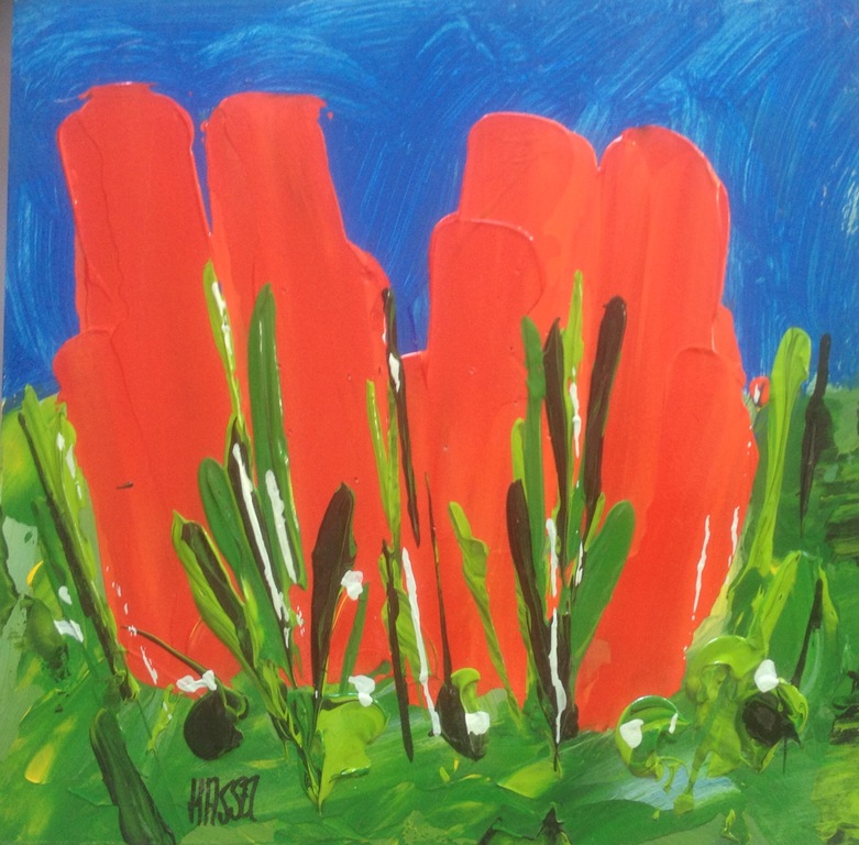Ad van Hassel - Tulpenschilderij in baklijst (2) kopen? Bied vanaf 1!