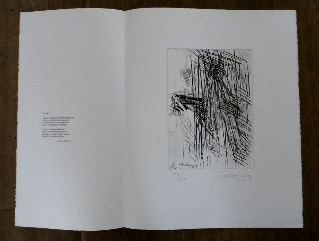Ger Lataster - ets - 1983 + gedicht van Gerrit Achterberg kopen? Bied vanaf 100!