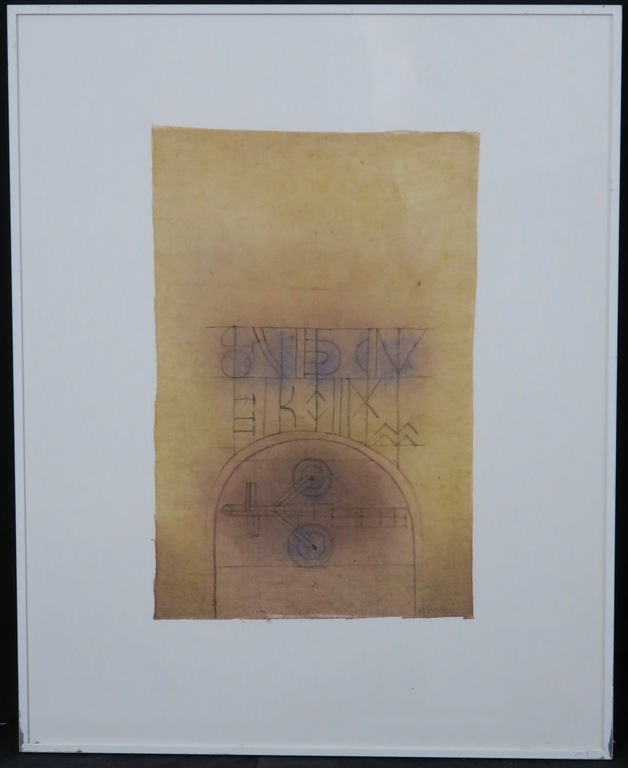 Gerrit Veenhuizen: Tempera op doek, Zonder titel -Ingelijst kopen? Bied vanaf 35!