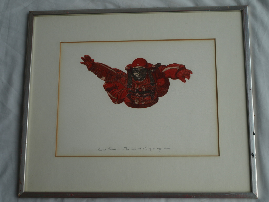 Leentje Linders : Ets en aquatint , De vrije val 3 – ingelijst - ca 1977 kopen? Bied vanaf 25!