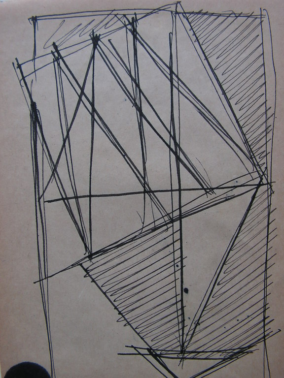 Siep van den Berg  -  inkt tekening op papier - geometrische voorstelling kopen? Bied vanaf 1!