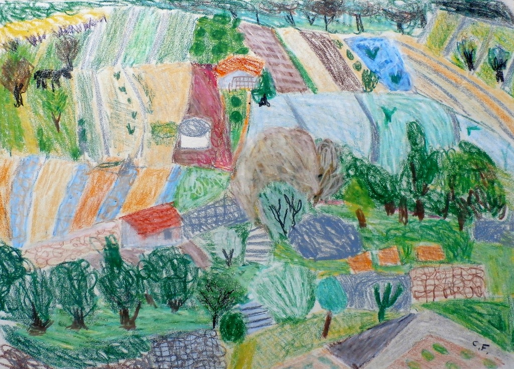 Laatste keer: Kees Franse- krijttekening: landschap kopen? Bied vanaf 45!