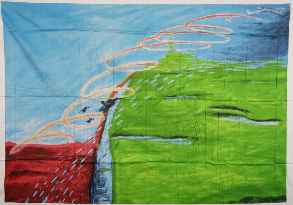 Hans Landsaat: Zeefdruk op zijde, Between the polder and the desert verkocht voor € 35!