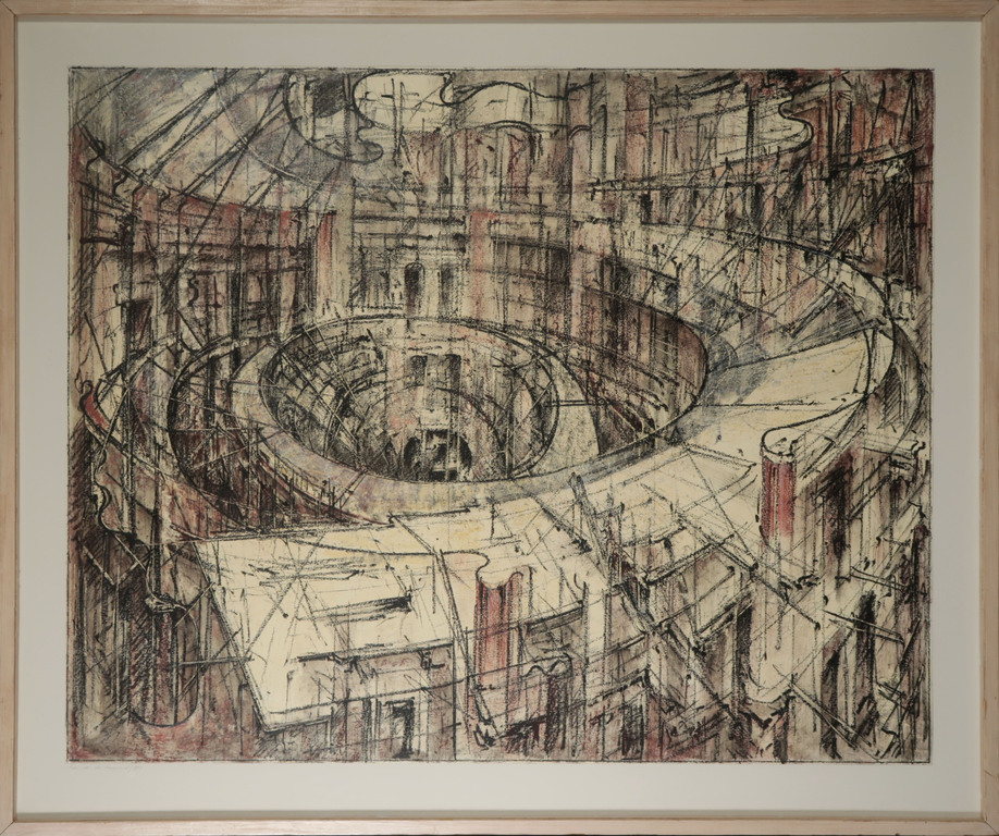 Hans van den Boogaard: Gemengde techniek op papier, Z.T. - Ingelijst (Groot!) verkocht voor € 160!