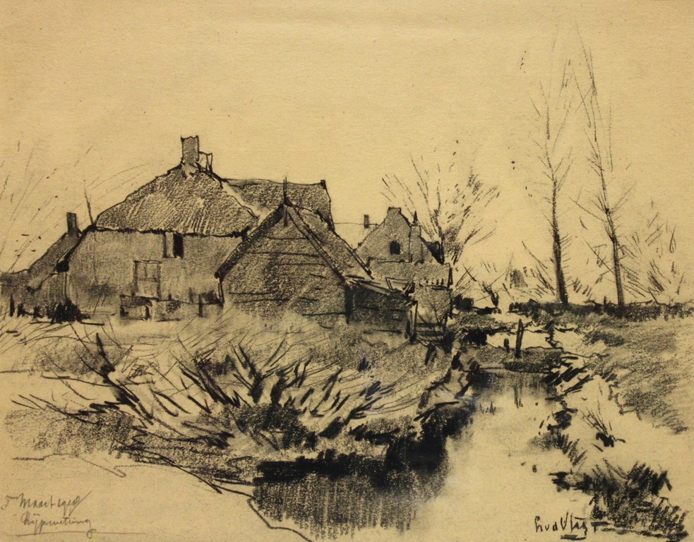 Sfeervolle houtskooltekening 22,5 x 28 cm kopen? Bied vanaf 75!