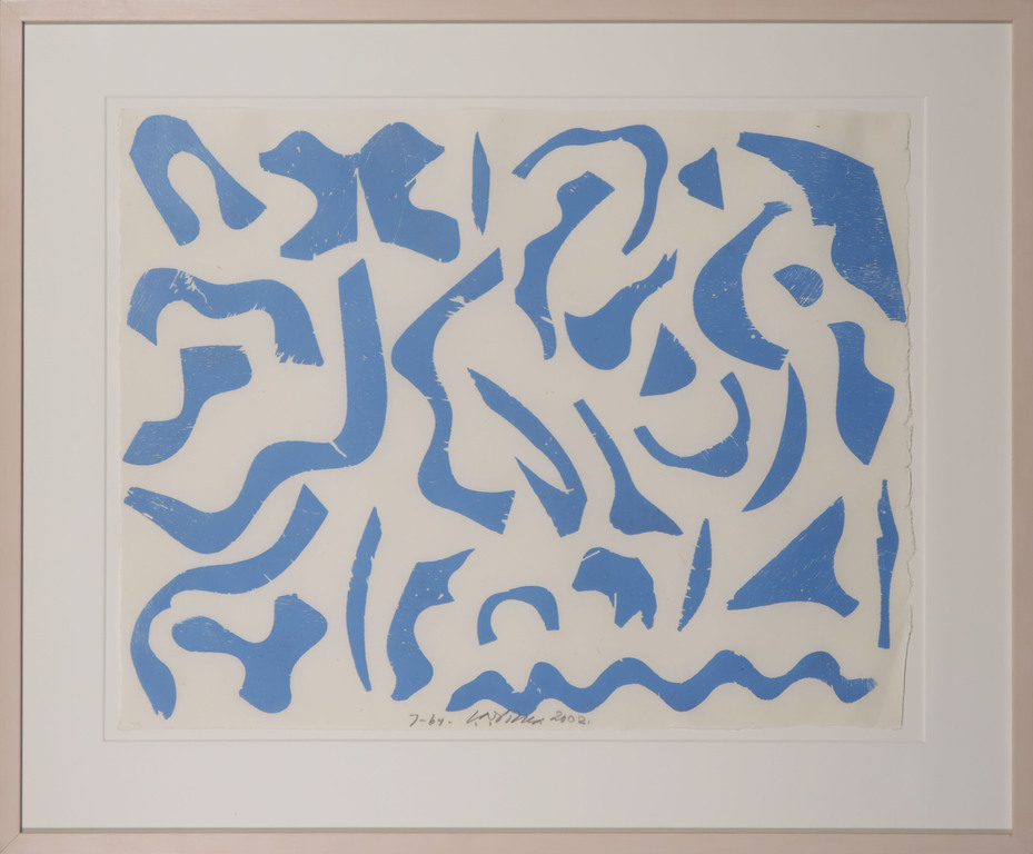 Carel Visser: Houtsnede op Japans papier, Z.T. (Blauw) - Ingelijst kopen? Bied vanaf 100!