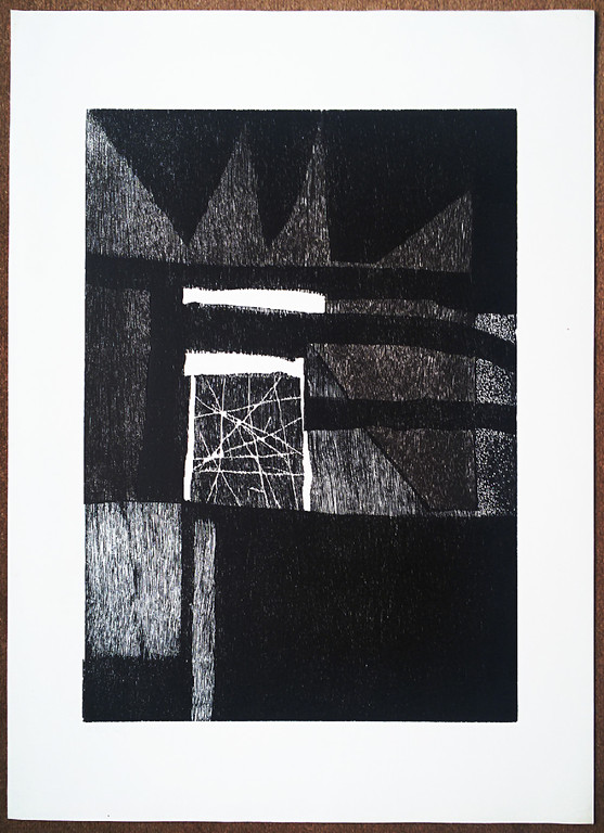 Guillaume Le Roy - Abstracte voorstelling, houtsnede kopen? Bied vanaf 40!