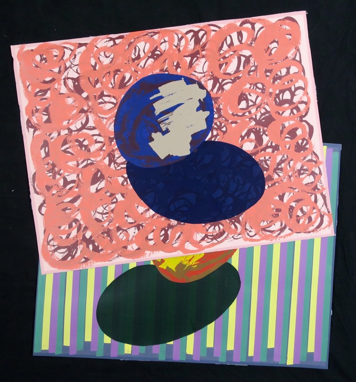 Lot met 2 zeefdrukken van Bob Negryn: Zonder titel kopen? Bied vanaf 1!