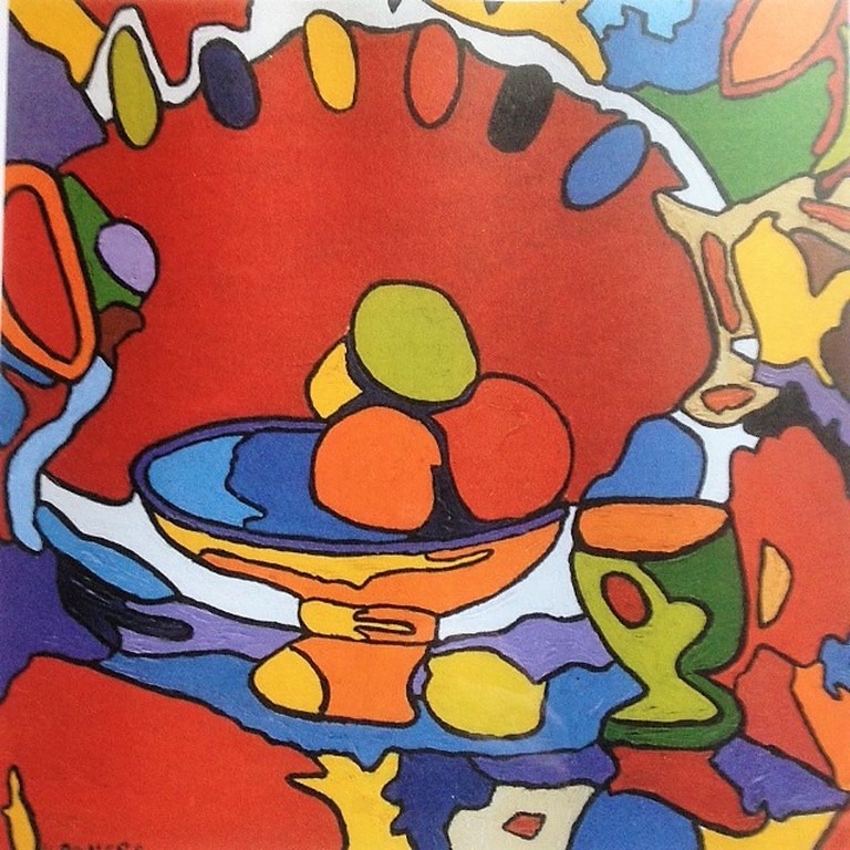 Henk Potters, Kleuren litho, Stilleven verkocht voor € 50!