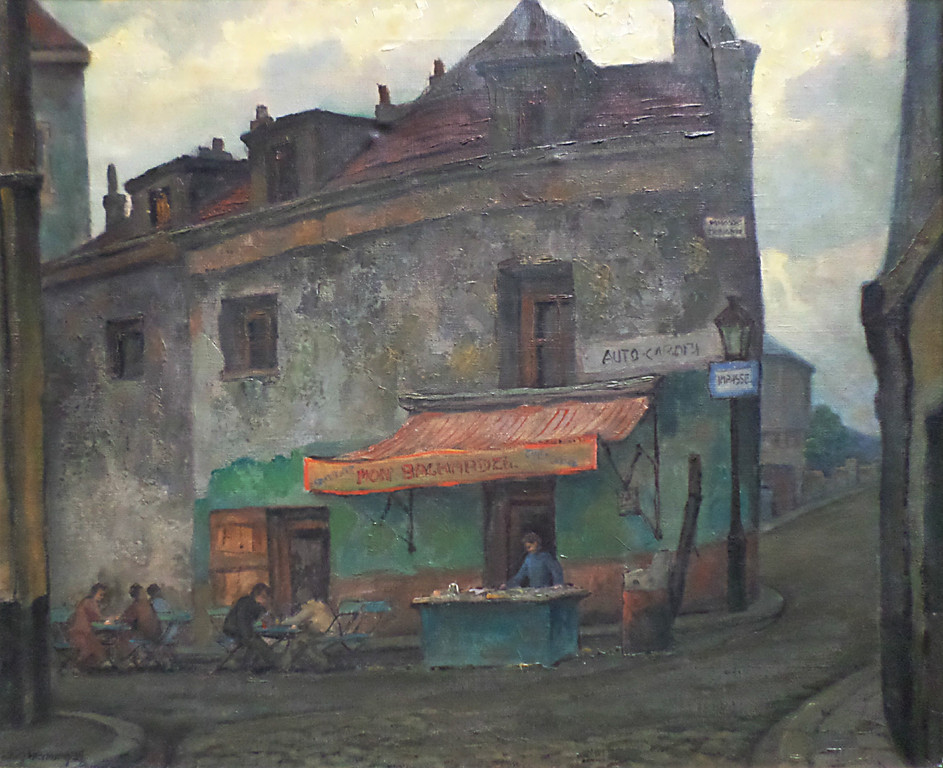 Louis Heymans - Frans dorpsgezicht, olieverf op doek (ingelijst) verkocht voor € 390!