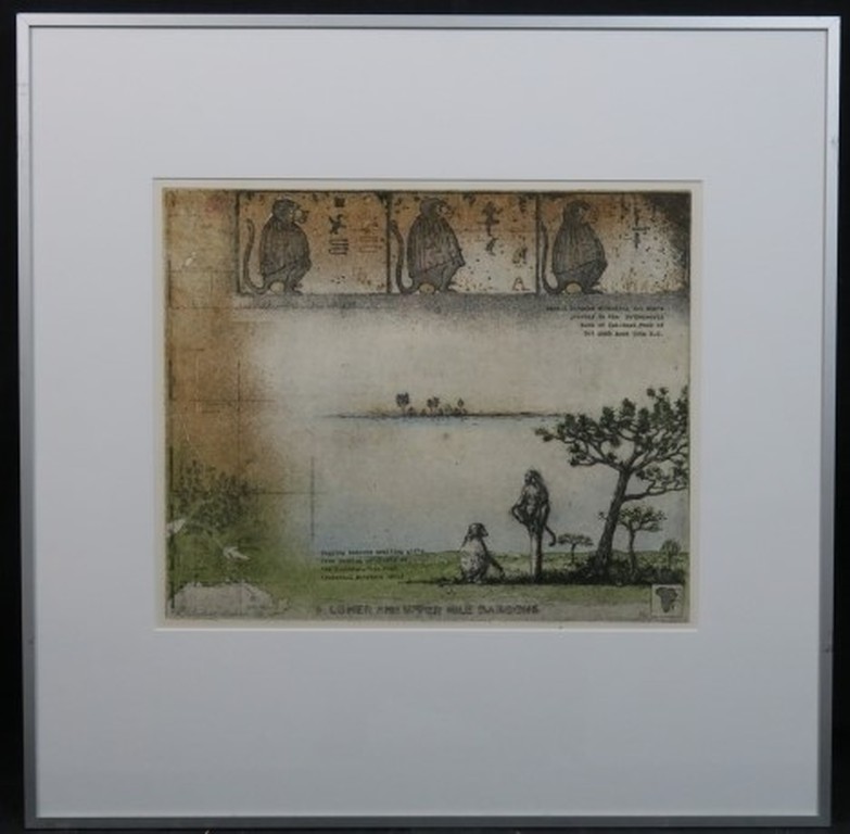Rolf Weijburg: Ets, Lower and upper Nile baboons - Ingelijst verkocht voor € 81!