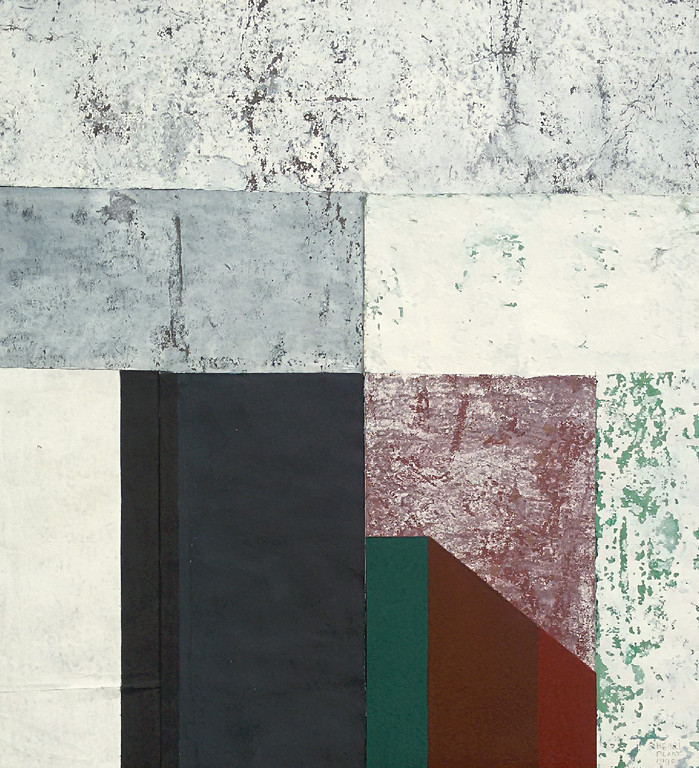 Henri Plaat - Abstracte compositie, gemengde techniek (ingelijst) verkocht voor € 55!