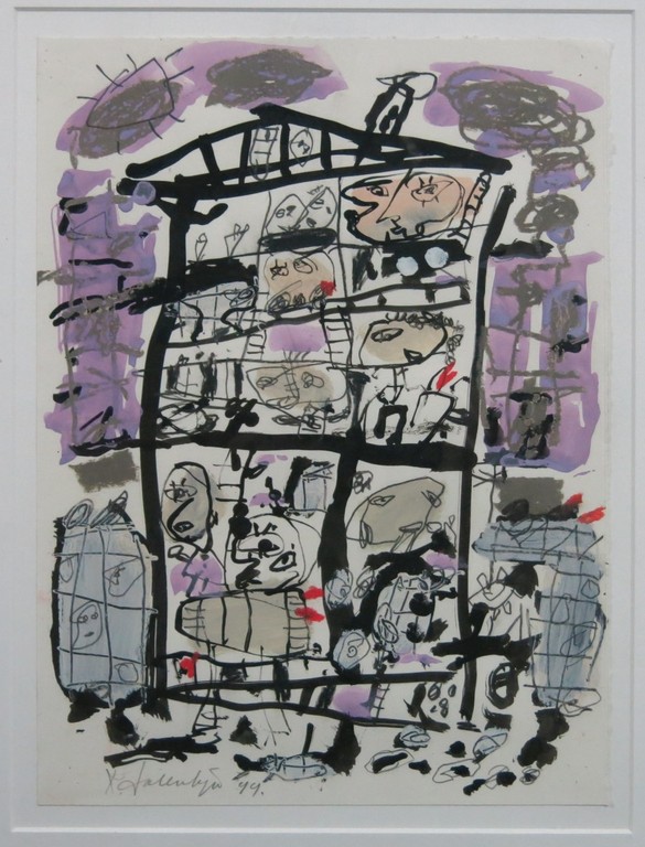 Kees Salentijn: Gemengde techniek, Huis - ingelijst verkocht voor € 130!