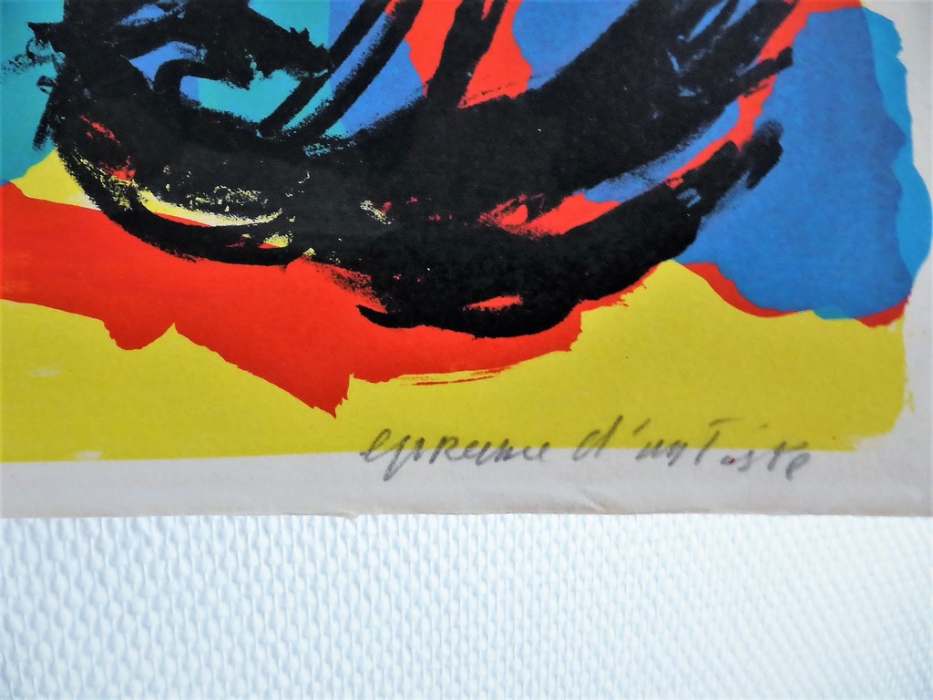 Karel Appel litho uit 1965  Heads in a colourfull landscape. kopen? Bied vanaf 500!
