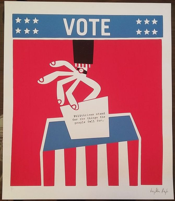 Hayden Kays - Tweeluik - Vote (blue&red edition) - handgesigneerde zeefdruk verkocht voor € 145!