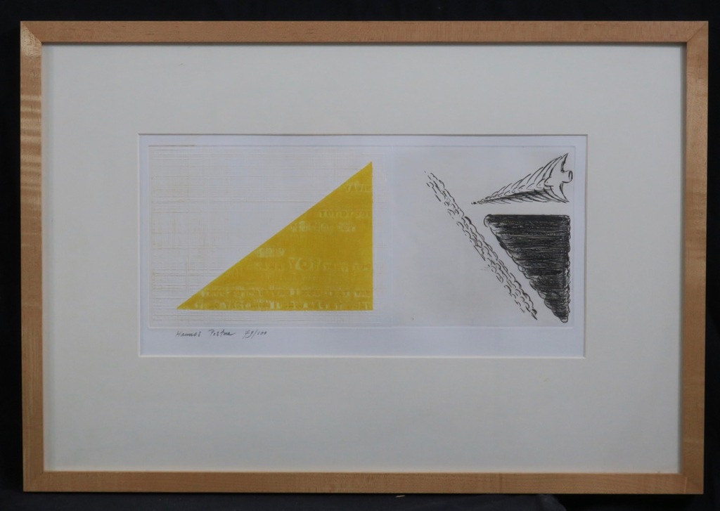 Hannes Postma: Ets en reliefdruk, Zonder titel - Ingelijst verkocht voor € 35!