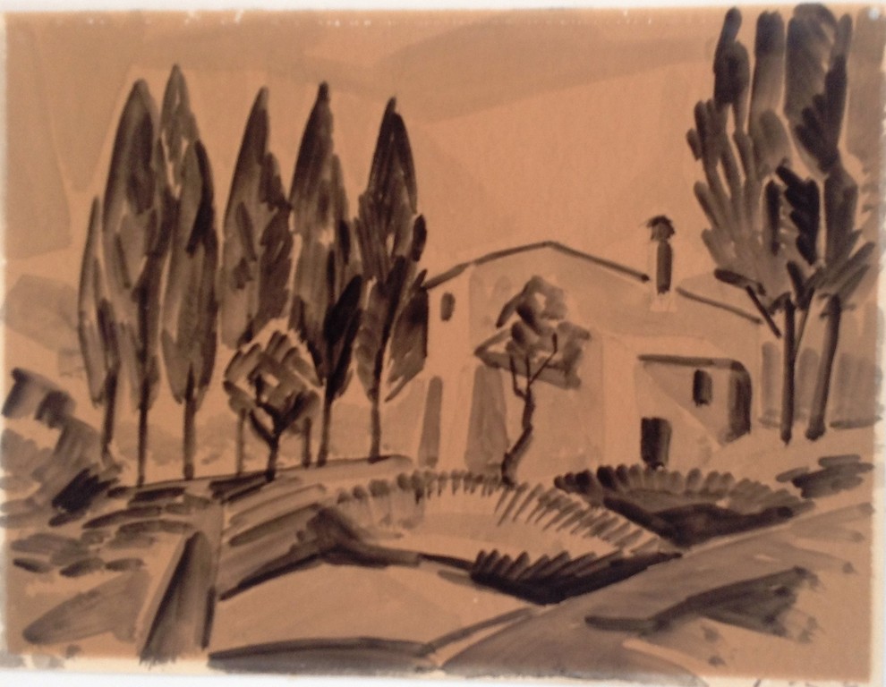 Onbekende Kunstenaar: Inkt Tekening , Landschap St-Paul - Bergense school stijl. kopen? Bied vanaf 1!