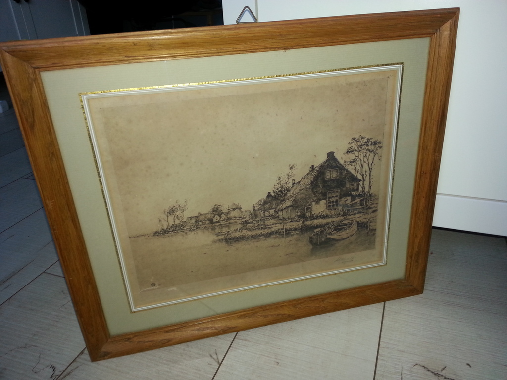 Herman Heuff(1875-1945)- ets, huizen aan plas, hand gesigneerd en gedateerd 1913 kopen? Bied vanaf 39!