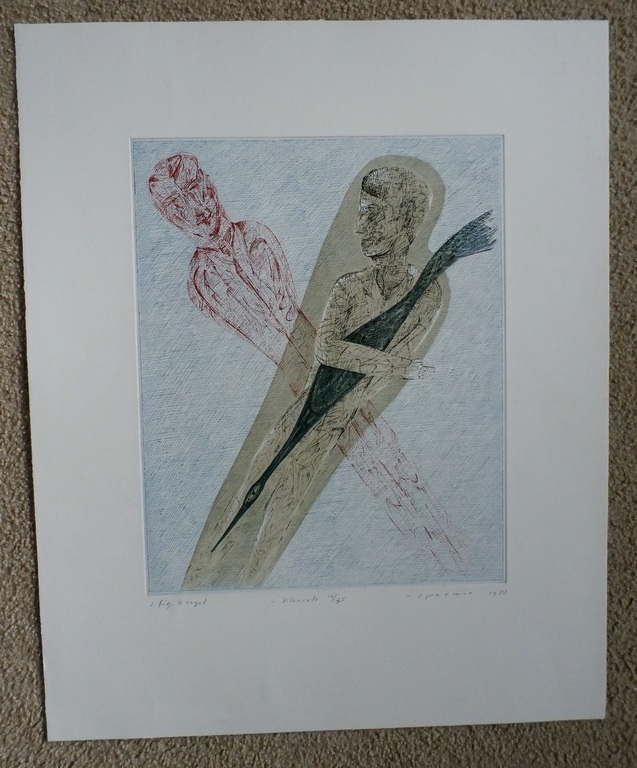 Kees Spermon - kleurenets: 2 figuren & vogel- 1982 kopen? Bied vanaf 35!
