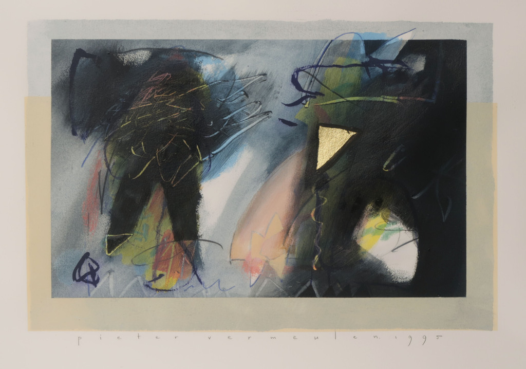 Pieter Vermeulen: Gemengde techniek op papier, Z.T. - Ingelijst kopen? Bied vanaf 35!
