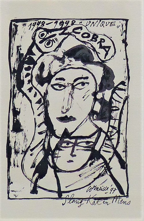 Corneille,Cobra groep,Slang Kat en Mens,Zeefdruk, Drukgesigneerd  zeefdruk, kopen? Bied vanaf 100!