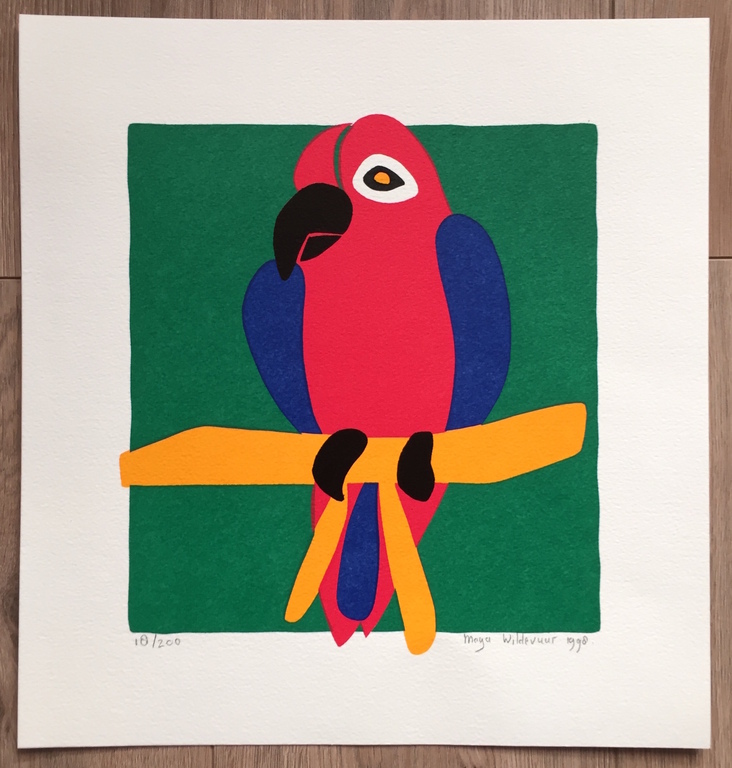 Maya Wildevuur zeefdruk Papegaai (1998) kopen? Bied vanaf 1!
