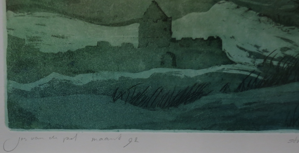 Jos van de Pol: Ets, Strandpaviljoen - Ingelijst kopen? Bied vanaf 40!