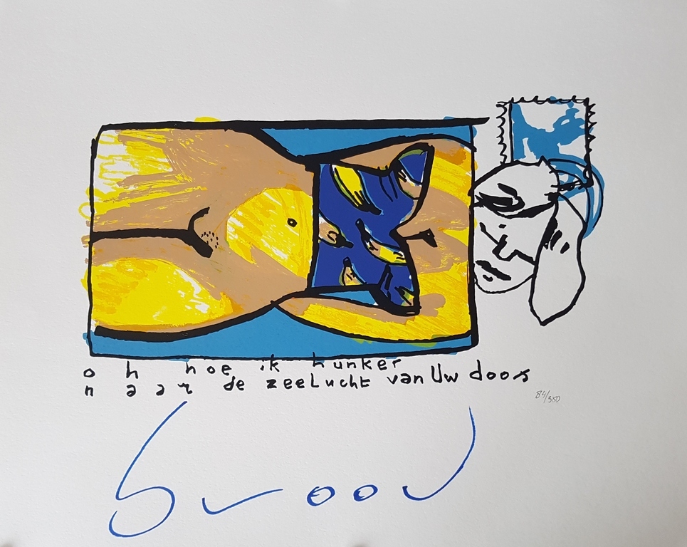 Herman Brood - Ow hoe hunker ik - gesigneerde zeefdruk - oplage 350 ex. verkocht voor € 110!
