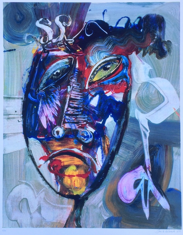 Jan te Wierik, zeefdruk op papier, Titel: " Masker " verkocht voor € 120!