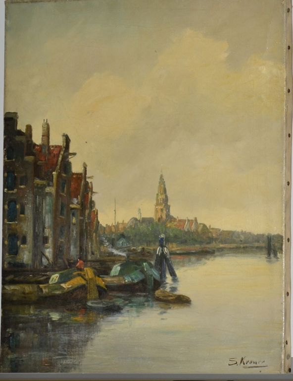 Simon Kramer: Olieverfschilderij. Amsterdamse grachten kopen? Bied vanaf 1!