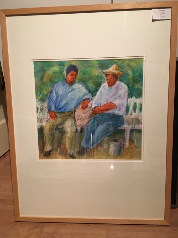 Gouache, kunstenaar onb, maar zeer mooi groter geheel met lijst en passe partout verkocht voor € 50!