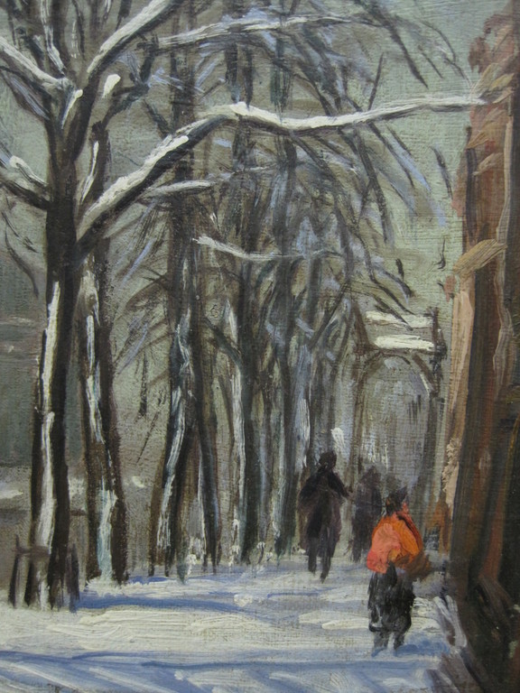 gesigneerd G.J.Staller olieverf "winters Amsterdam" ca. 1930 kopen? Bied vanaf 1!