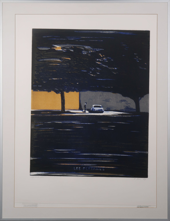 Peter Bes: Ets, Les Platanes - Ingelijst kopen? Bied vanaf 50!