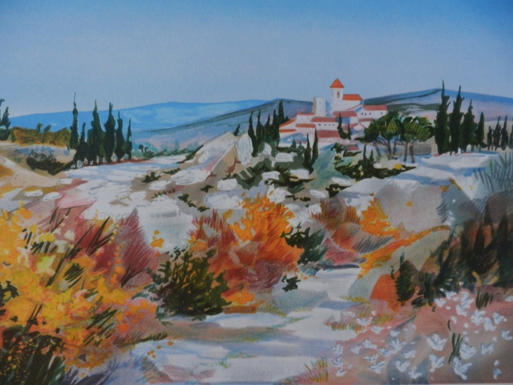 ELLA FORT Lot van twee Kleurenlitho's    TOSCAANS DORP en TOSCANE Handgesigneerd kopen? Bied vanaf 1!