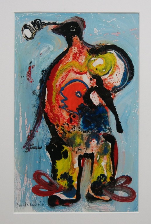 Jan te Wierik: Gemengde techniek op papier, Figuur - Ingelijst kopen? Bied vanaf 300!