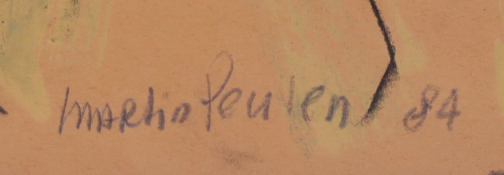 Martin Peulen: Olieverf met zand en houtskool op papier, Zonder titel kopen? Bied vanaf 35!