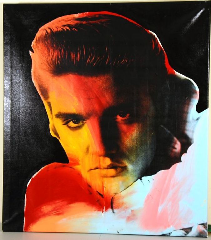 Steve Kaufman: Zeefdruk op doek. Groot. Elvis Presley verkocht voor € 250!