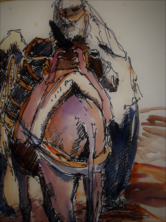 Zeldzaam mooi aquarel "Touareg met lastdieren in Sahara" Frans Boers 1912-1987  kopen? Bied vanaf 1!